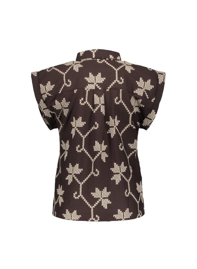 63212-20 750 Geisha blouse chocolate brown/sand