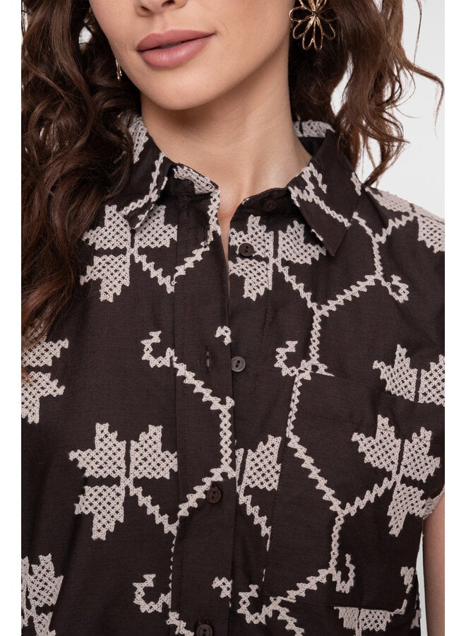 63212-20 750 Geisha blouse chocolate brown/sand