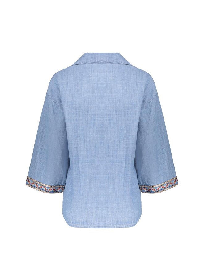 63161_70 635 Geisha Blouse chambray with tape jeansblue