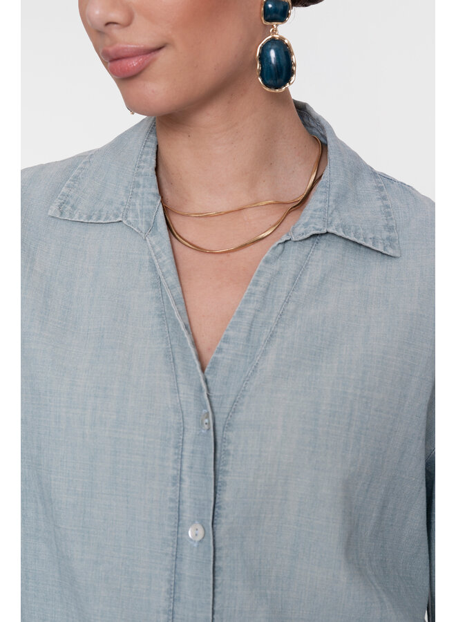 63161_70 635 Geisha Blouse chambray with tape jeansblue