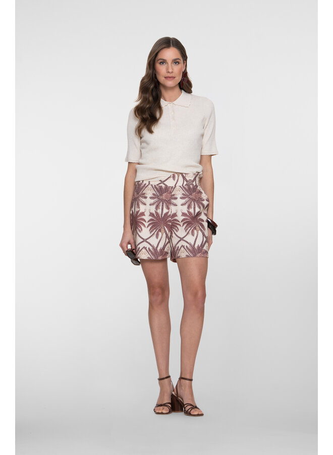 61209-20 481 Geisha short cherry red/ecru