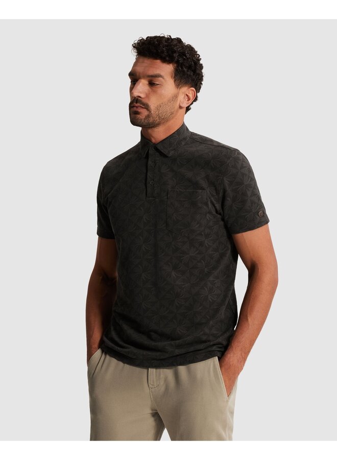 CPSS2603853 9159 Cast Iron Short sleeve r-neck regular fit jacquard pique Black Sand