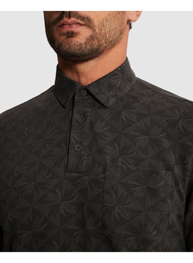 CPSS2603853 9159 Cast Iron Short sleeve r-neck regular fit jacquard pique Black Sand