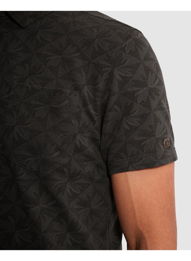 CPSS2603853 9159 Cast Iron Short sleeve r-neck regular fit jacquard pique Black Sand