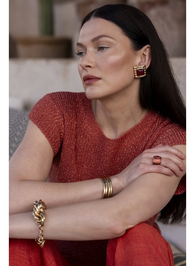 64082-70 743 Geisha Pullover lurex sleeveless stone red/gold