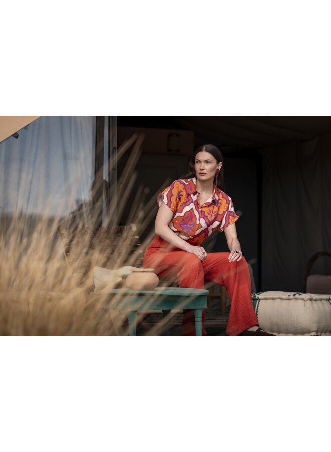 63247-20 718 Geisha blouse ecru/mango/purple