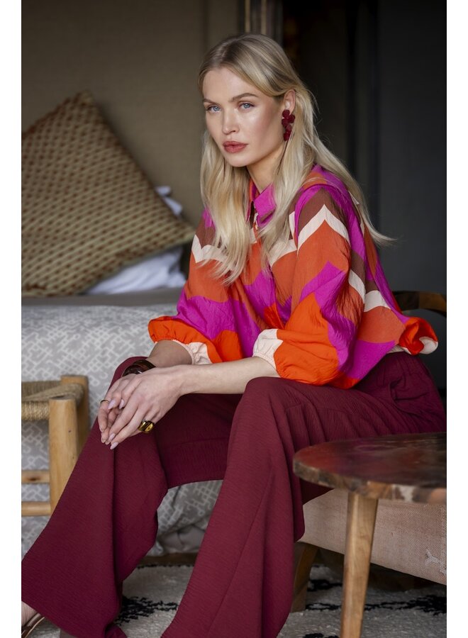 63216-20 718 Geisha blouse ecru/brown/cassis