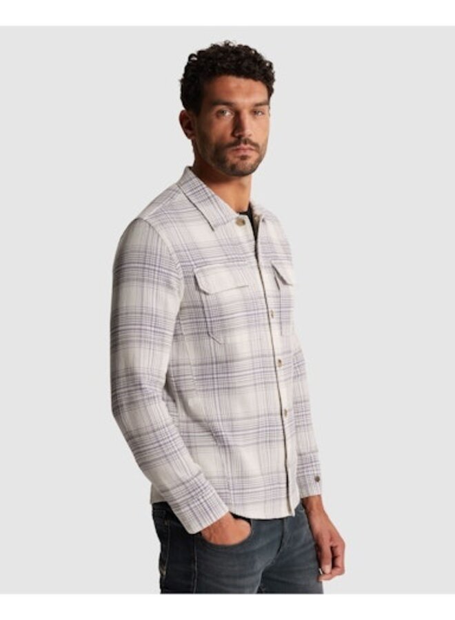 CSI2602219 7178 Cast Iron LONG SLEEVE SHIRT Check waffle YD White Onyx