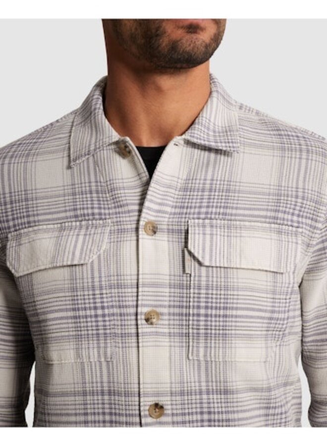 CSI2602219 7178 Cast Iron LONG SLEEVE SHIRT Check waffle YD White Onyx