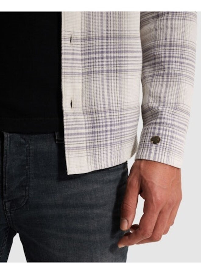 CSI2602219 7178 Cast Iron LONG SLEEVE SHIRT Check waffle YD White Onyx