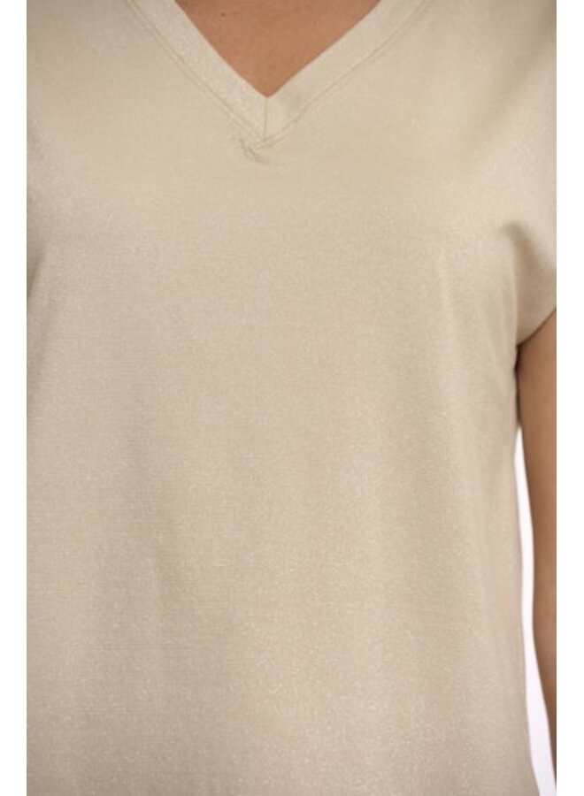 Kristel.7002622 Rino&Pelle Cap sleeve top with rounded neckline  Light bark