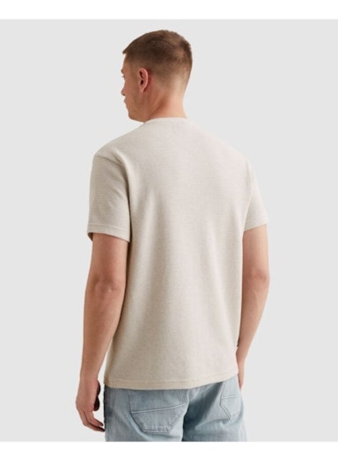 PTSS2603569 7013 PME Legend Short sleeve r-neck two tone textured stripe Bone White