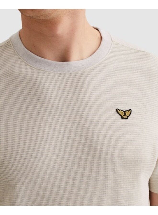 PTSS2603569 7013 PME Legend Short sleeve r-neck two tone textured stripe Bone White