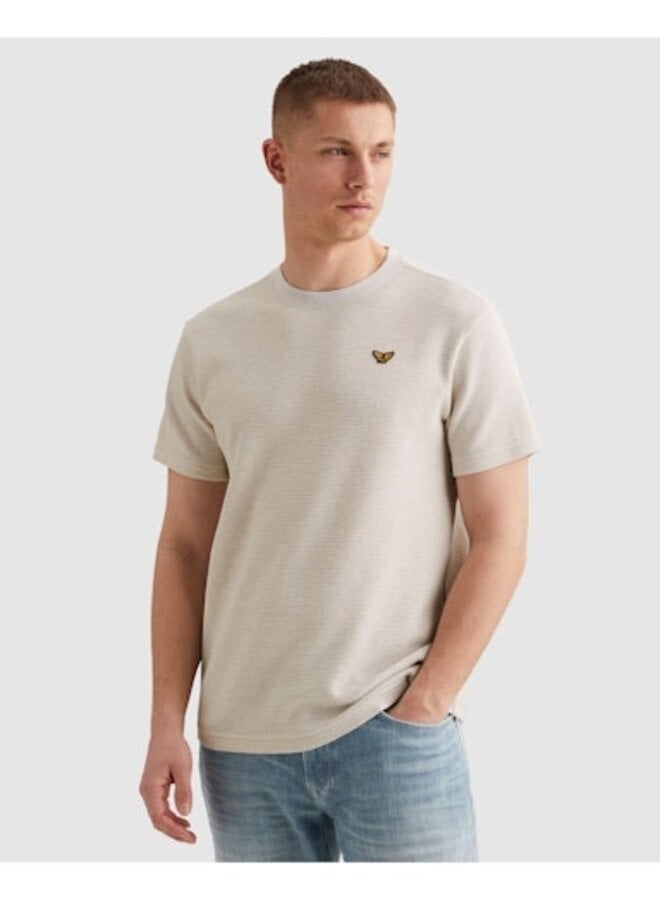 PTSS2603569 7013 PME Legend Short sleeve r-neck two tone textured stripe Bone White