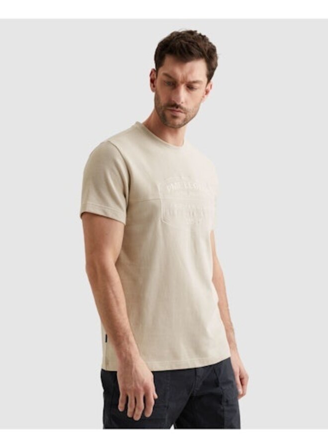 PTSS2603568 7013 PME Legend Short sleeve r-neck fabric mix graphic Bone White