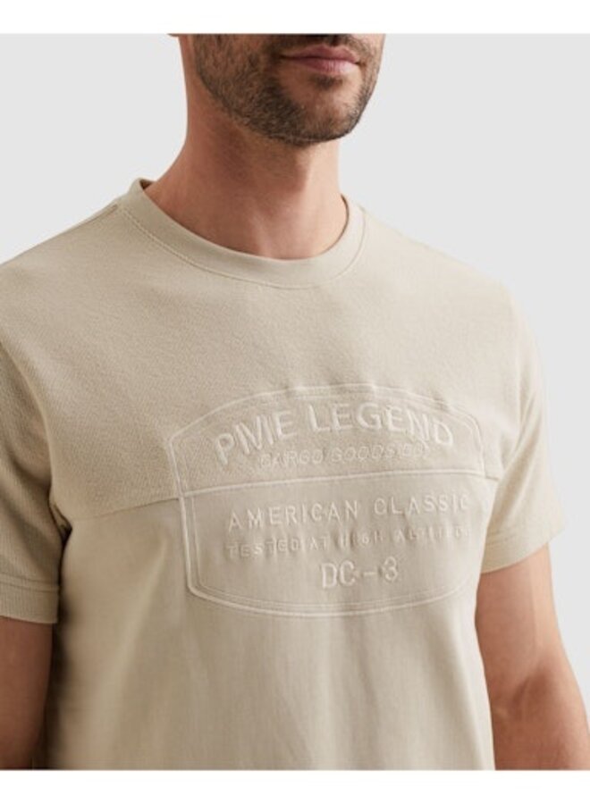 PTSS2603568 7013 PME Legend Short sleeve r-neck fabric mix graphic Bone White