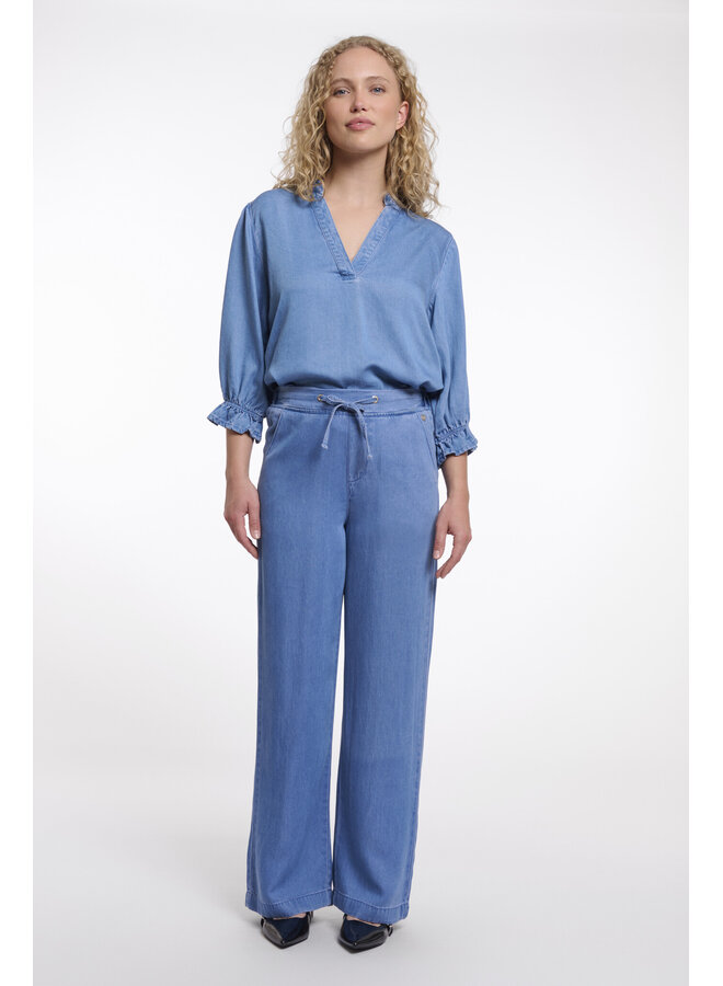 Anetteshort.7002621 Rino & Pelle Short length wide leg pants  Washed blue