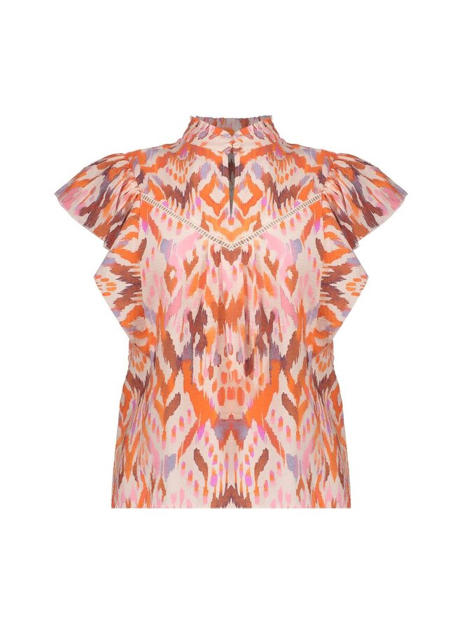 63260-20 718 Geisha top ecru/mandarine red/lila