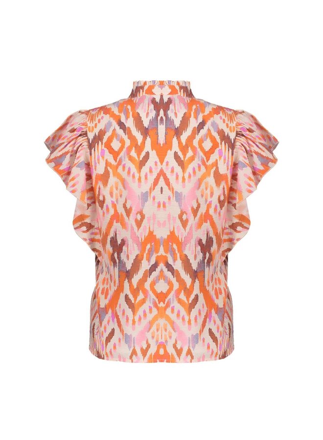 63260-20 718 Geisha top ecru/mandarine red/lila