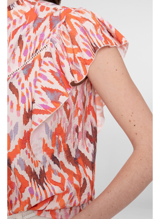 63260-20 718 Geisha top ecru/mandarine red/lila