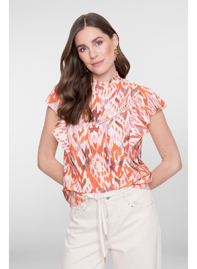 63260-20 718 Geisha top ecru/mandarine red/lila