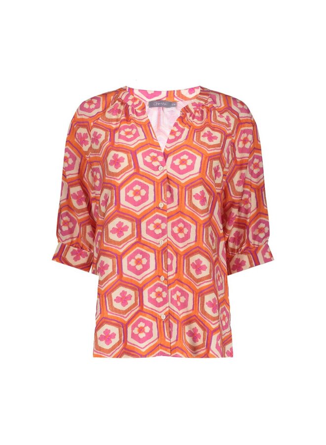 63245-20 718 Geisha blouse ecru/orange/cassis