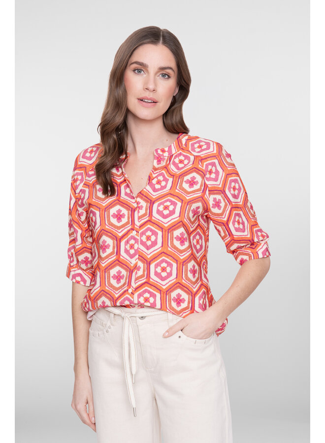 63245-20 718 Geisha blouse ecru/orange/cassis