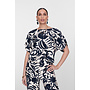 63236-26 675 Geisha Top flower bi-color navy/off-white