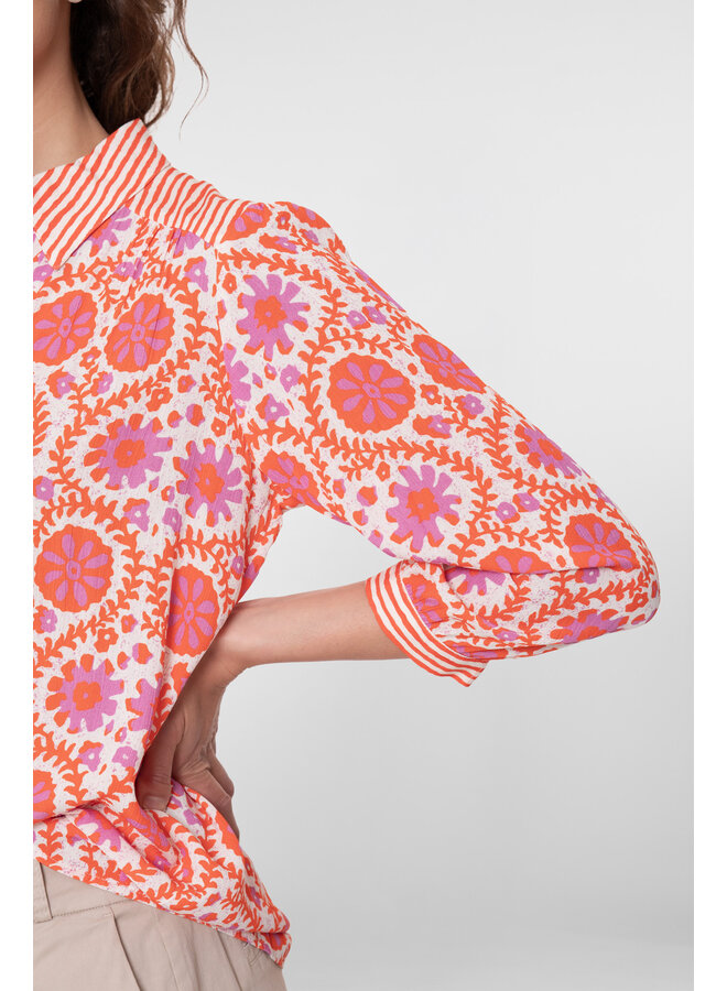 63225-20 300 Geisha blouse lilac/manderine/red