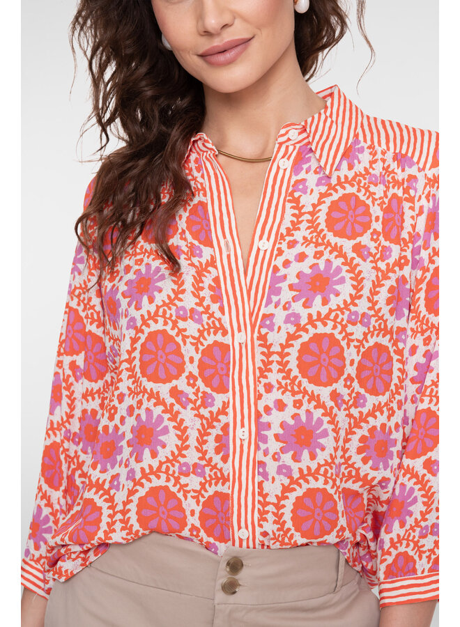 63225-20 300 Geisha blouse lilac/manderine/red