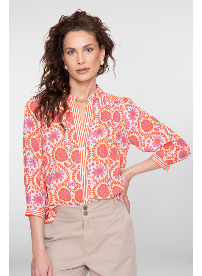 63225-20 300 Geisha blouse lilac/manderine/red