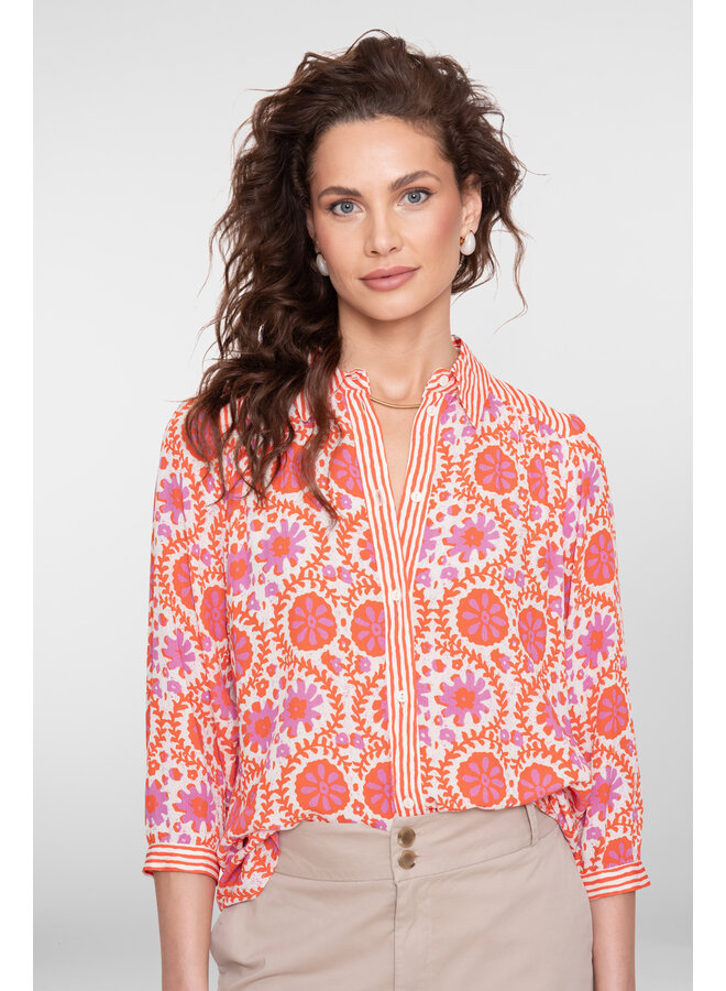 63225-20 300 Geisha blouse lilac/manderine/red