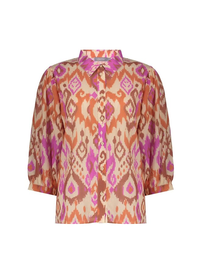 63207-20 718 Geisha blouse ecru/brown/cassis