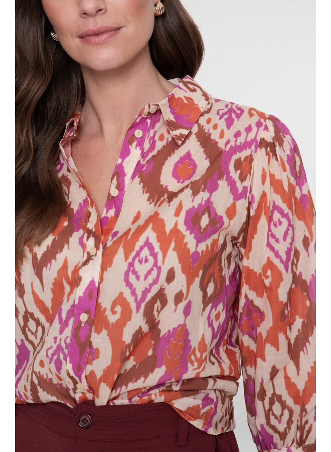 63207-20 718 Geisha blouse ecru/brown/cassis