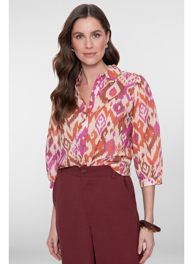 63207-20 718 Geisha blouse ecru/brown/cassis