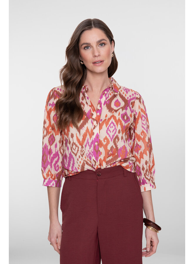 63207-20 718 Geisha blouse ecru/brown/cassis