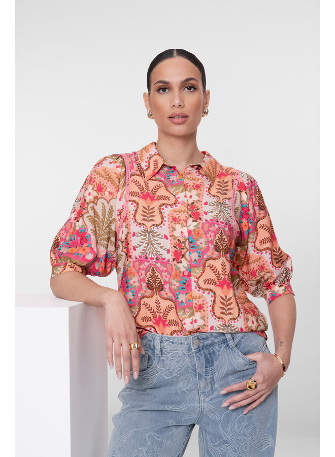 63192-20 420 Geisha blouse pink/cherry red