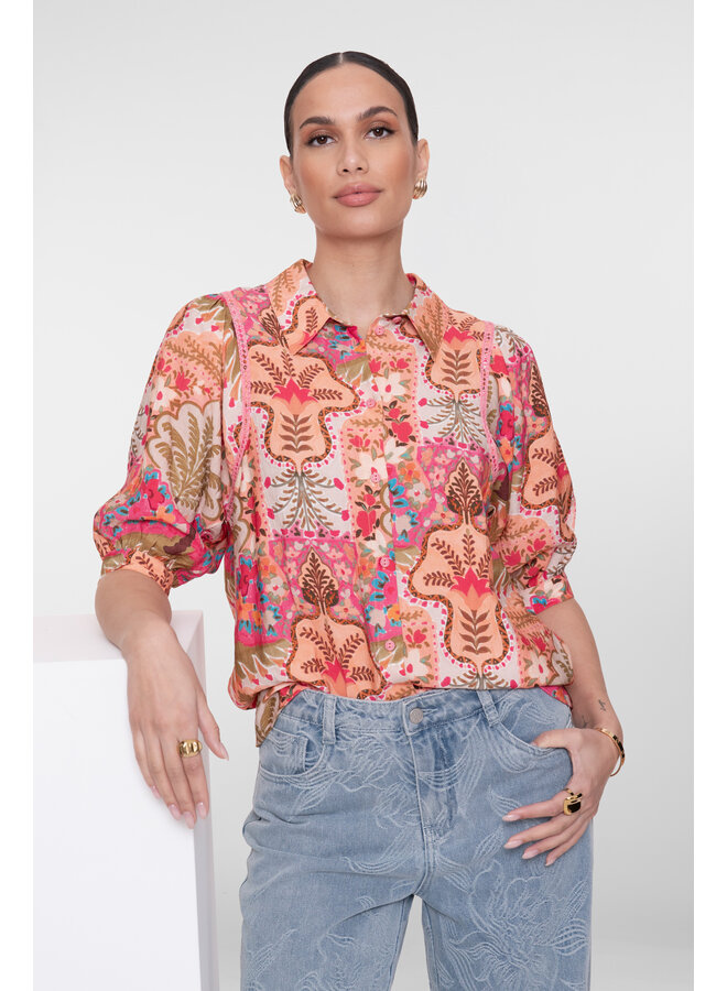 63192-20 420 Geisha blouse pink/cherry red