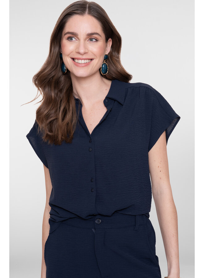 63140-21 675 Geisha Blouse crinckle navy