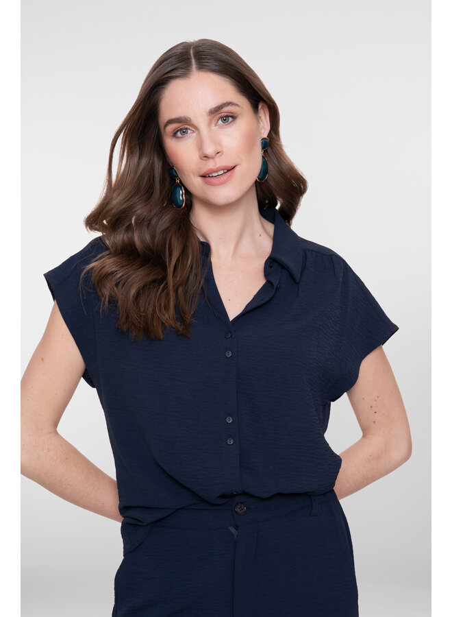 63140-21 675 Geisha Blouse crinckle navy