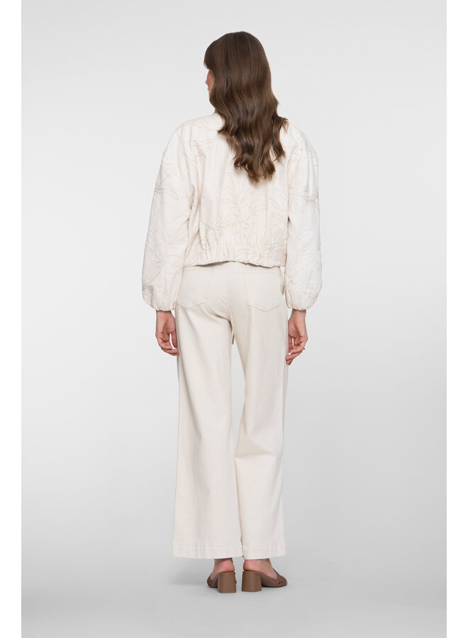 61013-10 718 Geisha Jeans wide linen mix ecru raw linen mix