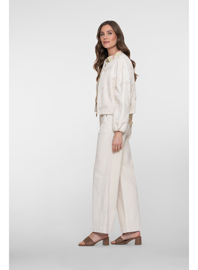 61013-10 718 Geisha Jeans wide linen mix ecru raw linen mix