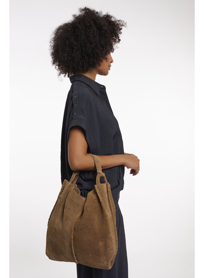 Sima.1002621 Rino&Pelle Bag with perforation details   Cognac