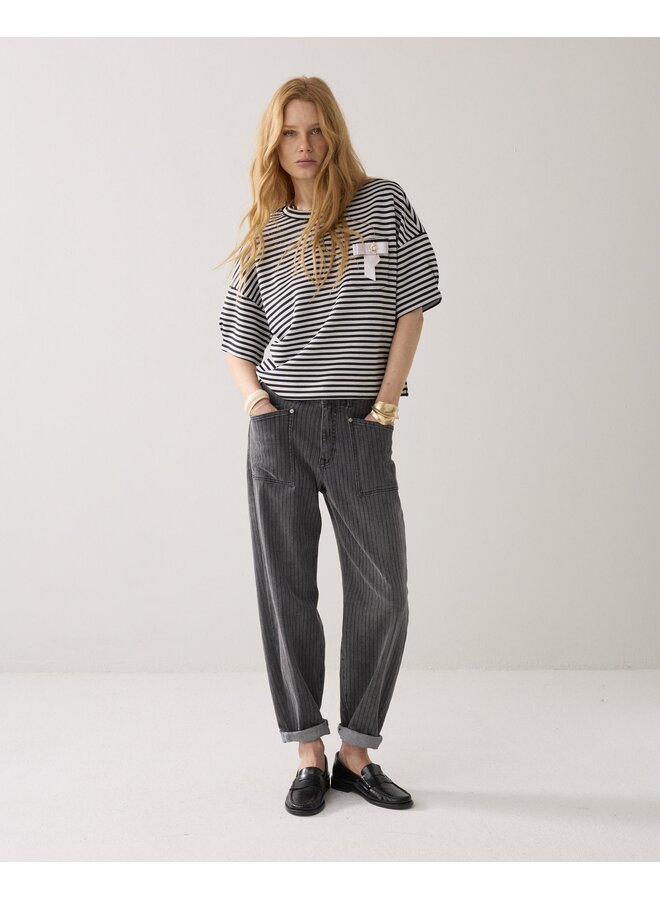 3s5290-30754 990 Summum Top Striped scuba  Black