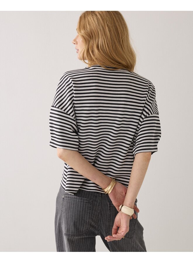 3s5290-30754 990 Summum Top Striped scuba  Black