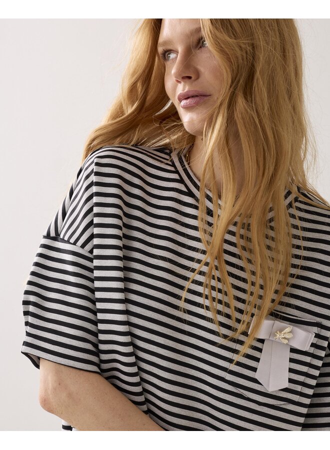 3s5290-30754 990 Summum Top Striped scuba  Black