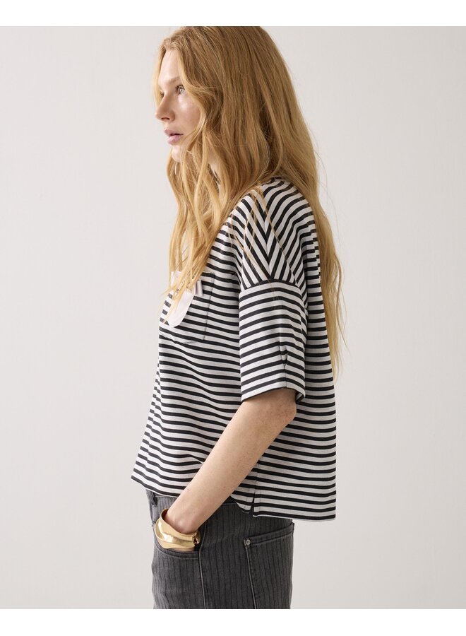 3s5290-30754 990 Summum Top Striped scuba  Black