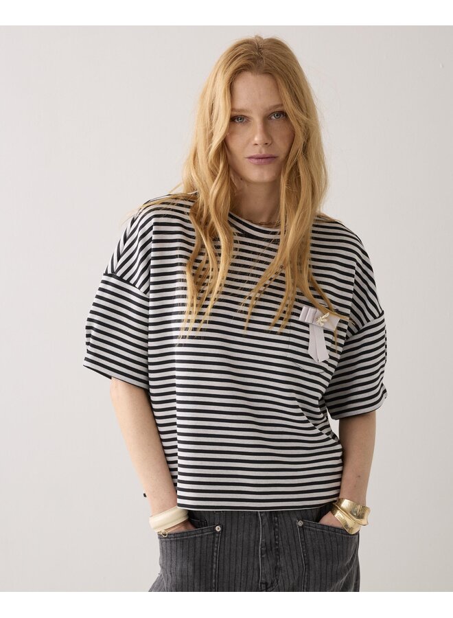 3s5290-30754 990 Summum Top Striped scuba  Black