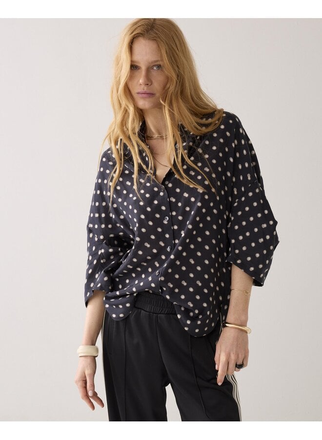 2s3434-12390 990 Summum Blouse Blury dots  Black