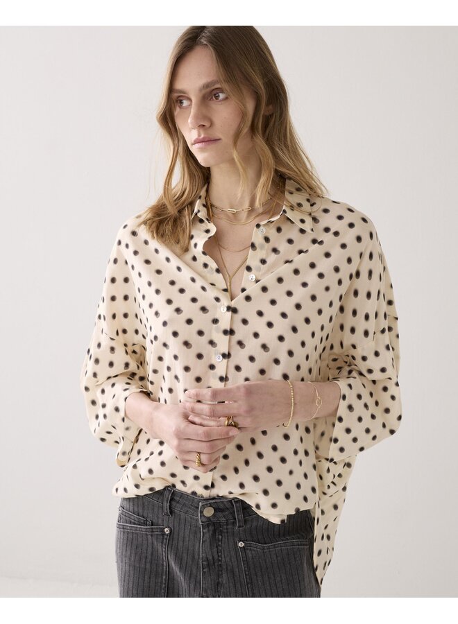 2s3434-12390 122 Summum Blouse Blury dots  Ivory